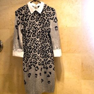 Cynthia Rowley Gray Animal Print Sweater Dress S